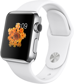 Apple Watch (38 mm) Paslanmaz Çelik Kasa ve Beyaz Spor Kordon