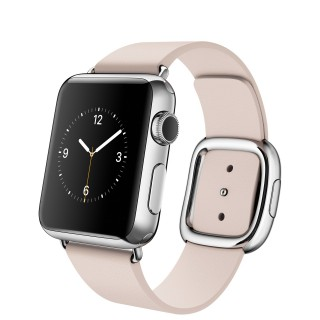 Apple Watch (38 mm) Paslanmaz Çelik Kasa ve Modern Tokalı Açık Pembe Kayış (Small)