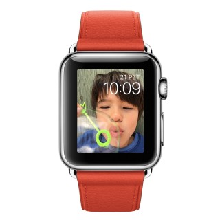 Watch (38 mm) Paslanmaz Çelik Kasa ve Klasik Tokalı Kırmızı Kayış - 1