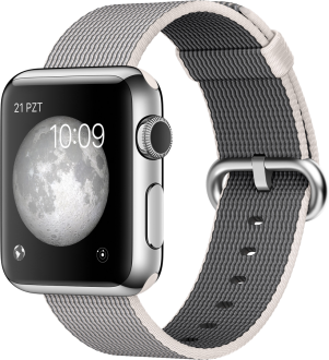 Watch (38 mm) Paslanmaz Çelik Kasa ve Naylon Örme İnci Grisi Kordon