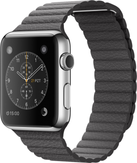 Watch (42 mm) Paslanmaz Çelik Kasa ve Fırtına Grisi Deri Loop