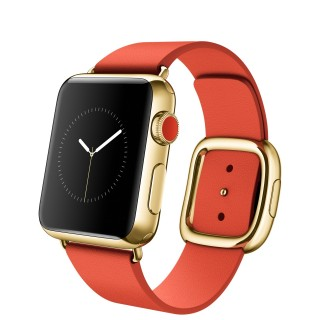 Apple Watch Edition (38 mm) 18 Ayar Sarı Altın Kasa ve Modern Tokalı Parlak Kırmızı Kayış