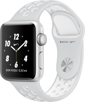 Watch Nike+ Series 2 (38 mm) Gümüş Rengi Alüminyum Kasa ve Saf Platin/Beyaz Nike Spor Kordon
