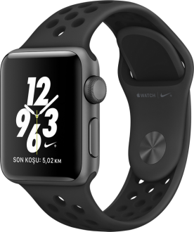 Watch Nike+ Series 2 (38 mm) Uzay Grisi Alüminyum Kasa ve Antrasit/Siyah Nike Spor Kordon