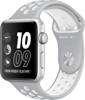 Watch Nike+ Series 2 (42 mm) Gümüş Rengi Alüminyum Kasa ve Mat Gümüş/Beyaz Nike Spor Kordon