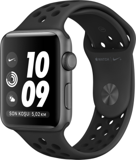 Watch Nike+ Series 2 (42 mm) Uzay Grisi Alüminyum Kasa ve Antrasit/Siyah Nike Spor Kordon
