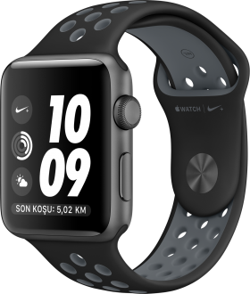 Watch Nike+ Series 2 (42 mm) Uzay Grisi Alüminyum Kasa ve Siyah/Soğuk Gri Nike Spor Kordon