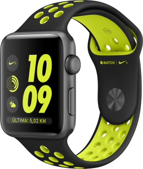 Watch Nike+ Series 2 (42 mm) Uzay Grisi Alüminyum Kasa ve Siyah/Volt Nike Spor Kordon