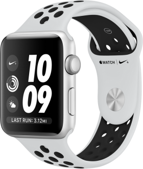 Watch Nike+ Series 3 GPS (42 mm) Gümüş Rengi Alüminyum Kasa ve Saf Platin/Siyah Nike Spor Kordon