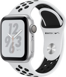 Apple Watch Nike+ Series 4 (40 mm) Gümüş Rengi Alüminyum Kasa ve Saf Platin/Siyah Nike Spor Kordon