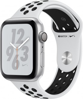 Watch Nike+ Series 4 (44 mm) Gümüş Rengi Alüminyum Kasa ve Saf Platin/Siyah Nike Spor Kordon