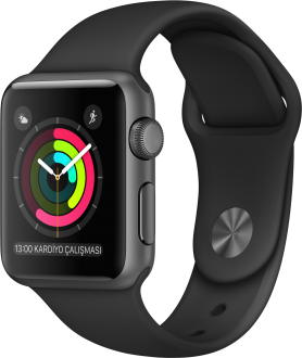 Watch Series 1 (38 mm) Uzay Grisi Alüminyum Kasa ve Siyah Spor Kordon