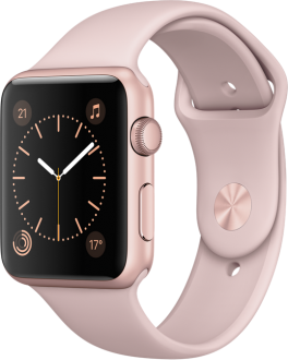 Watch Series 1 (42 mm) Roze Altın Rengi Alüminyum Kasa ve Kum Pembesi Spor Kordon