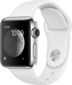 Apple Watch Series 2 (38 mm) Paslanmaz Çelik Kasa ve Beyaz Spor Kordon