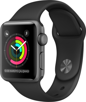 Apple Watch Series 2 (38 mm) Uzay Grisi Alüminyum Kasa ve Siyah Spor Kordon