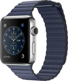 Apple Watch Series 2 (42 mm) Paslanmaz Çelik Kasa ve Gece Mavisi Deri Loop - Orta Boy