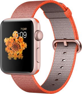 Apple Watch Series 2 (42 mm) Roze Altın Rengi Alüminyum Kasa ve Naylon Örme Uzay Turuncusu/Antrasit Kordon