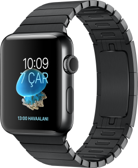 Apple Watch Series 2 (42 mm) Uzay Siyahı Paslanmaz Çelik Kasa ve Baklalı Model Uzay Siyahı Bilezik