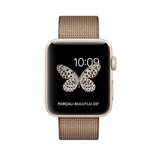 Watch Series 2 (42 mm) Altın Rengi Alüminyum Kasa ve Naylon Örme Yanık Kahve/Karamel Kordon - 1