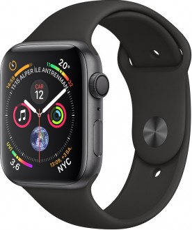 Apple Watch Series 4 (44 mm) Uzay Grisi Alüminyum Kasa ve Siyah Spor Kordon