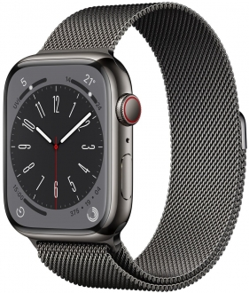 Apple Watch Series 8 Cellular 45mm Paslanmaz Çelik Kasa ve Milano Kordon
