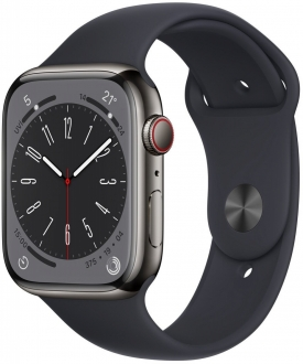 Apple Watch Series 8 Cellular 45mm Paslanmaz Çelik Kasa ve Spor Kordon