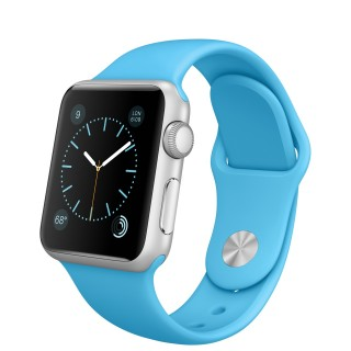 Apple Watch Sport (38 mm) Gümüş Rengi Alüminyum Kasa ve Mavi Spor Kordon