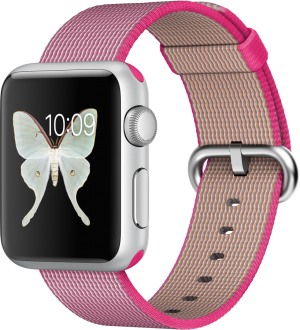 Apple Watch Sport (38 mm) Gümüş Rengi Alüminyum Kasa ve Naylon Örme Pembe Kordon