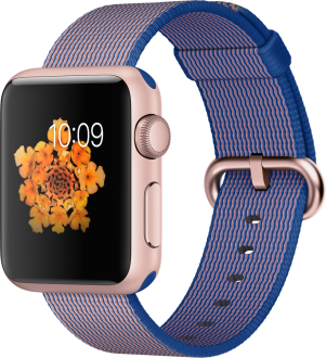 Apple Watch Sport (38 mm) Roze Altın Rengi Alüminyum Kasa ve Naylon Örme Kraliyet Mavisi Kordon