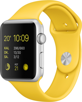 Apple Watch Sport (42 mm) Gümüş Rengi Alüminyum Kasa ve Sarı Spor Kordon