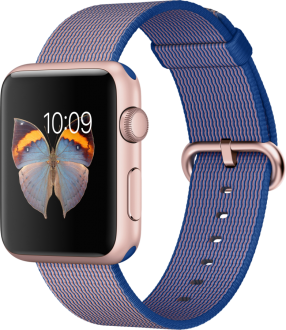 Apple Watch Sport (42 mm) Roze Altın Rengi Alüminyum Kasa ve Naylon Örme Kraliyet Mavisi Kordon