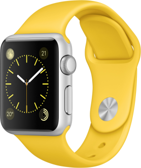 Watch Sport (38 mm) Gümüş Rengi Alüminyum Kasa ve Sarı Spor Kordon