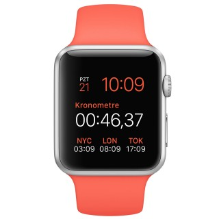 Watch Sport (42 mm) Gümüş Rengi Alüminyum Kasa ve Kayısı Rengi Spor Kordon - 1