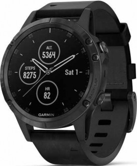 Garmin Fenix 5 Plus Sapphire Black with Black Leather Band