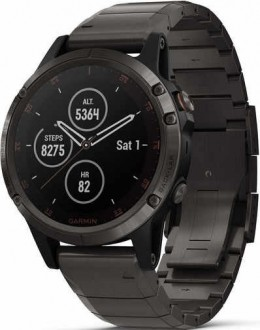 Garmin Fenix 5 Plus Sapphire Carbon Gray DLC Titanium Watch & Band