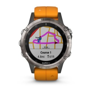 Fenix 5 Plus Sapphire Titanium with Solar Flare Orange Band - 1