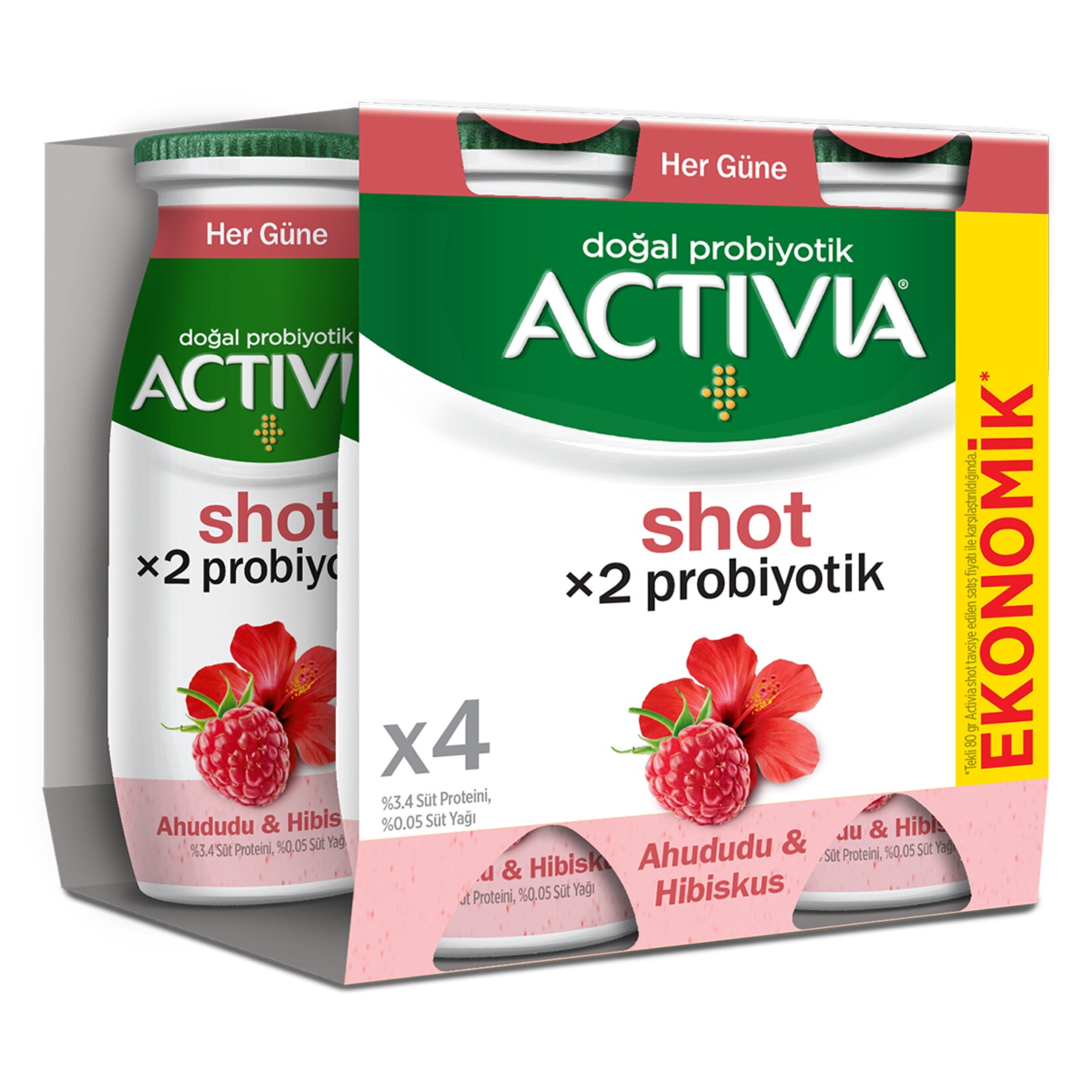 Activia Ahududu & Hibiskus Probiyotik Yoğurt İçeceği 4x80 Ml