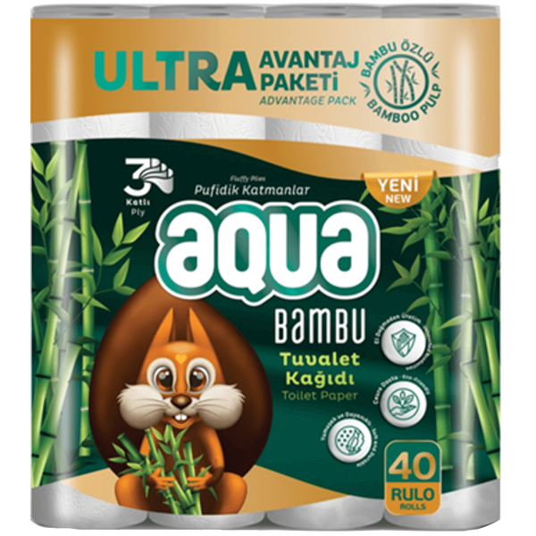 Aqua Tuvalet Kağıdı 3 Katlı Bambu 40 Adet