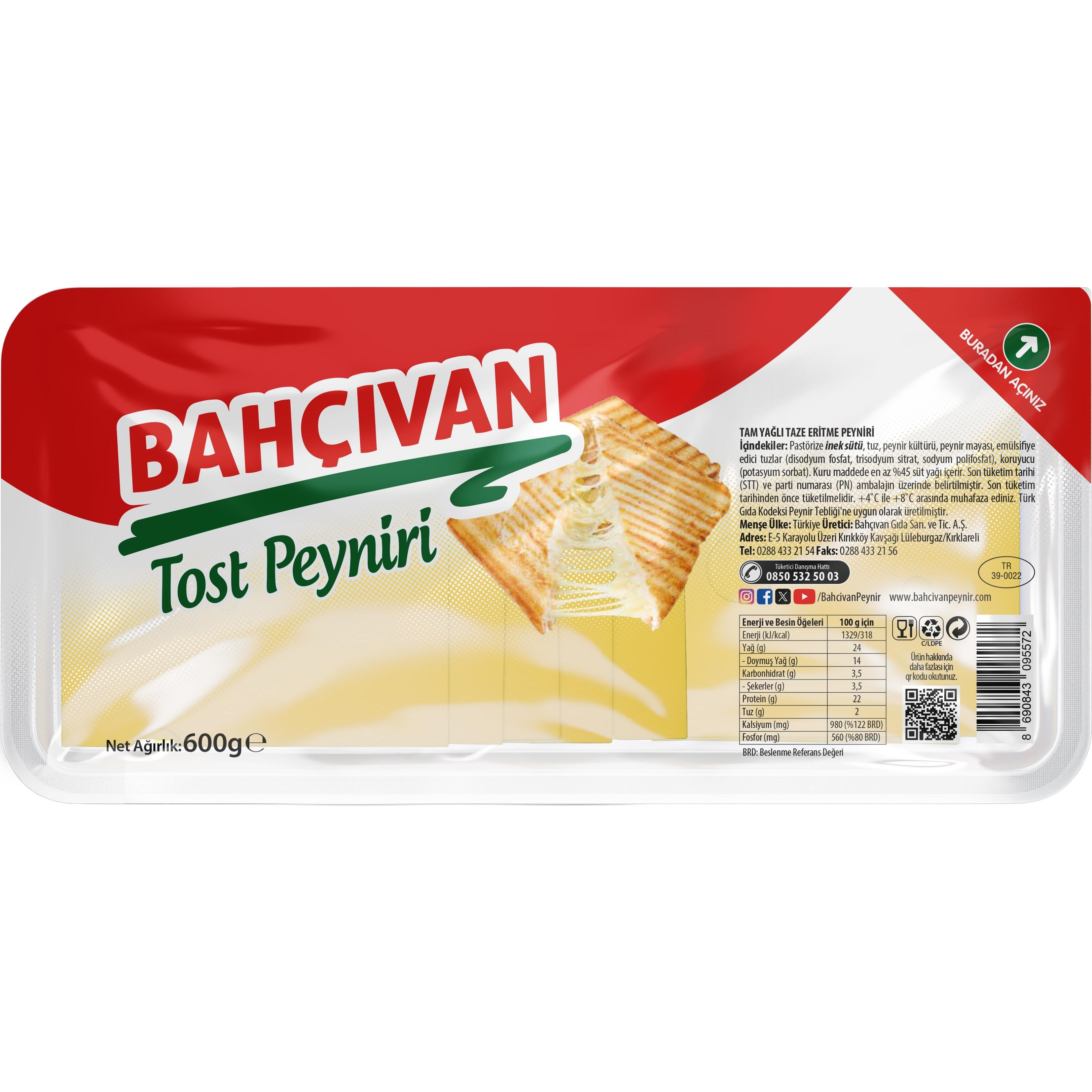 Bahçıvan Tost Peyniri 600 Gr