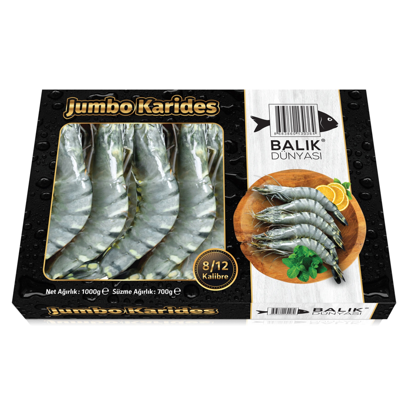 Balık Dünyası Dondurulmuş Kabuklu Jumbo Karides 8/12 1 Kg