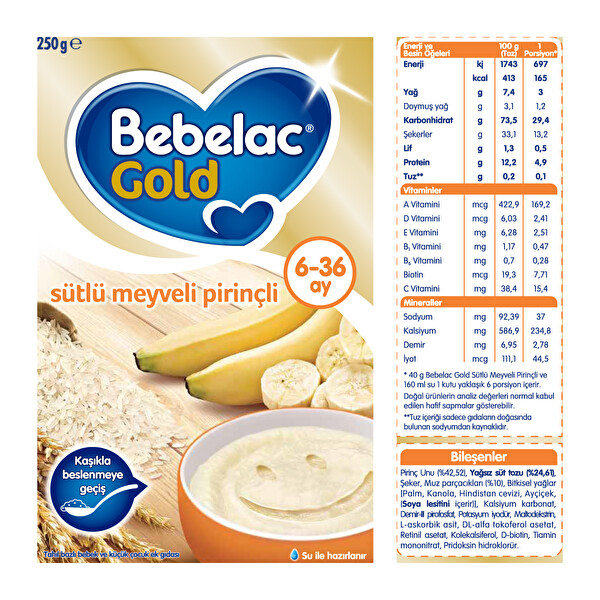 Bebelac Gold Sütlü Meyveli Pirinçli 250 Gr