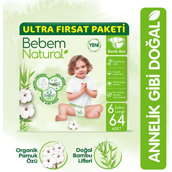 Bebem Natural Ultra Fırsat 6 Numara 64 Adet