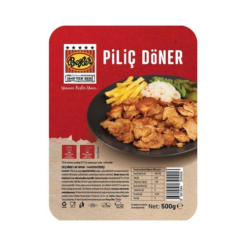 Beşler Döner Piliç %60 Yaprak %40 Kıyma 500 GR