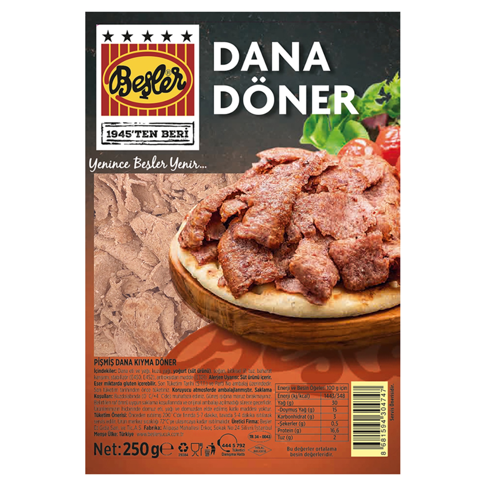 Beşler Dana Döner 250 Gr