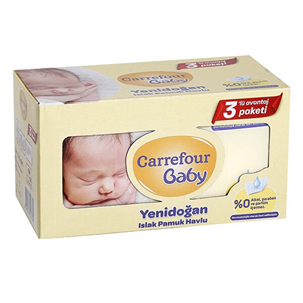 Carrefour Baby Yenidoğan Islak Pamuklu Havlu 120 Adet