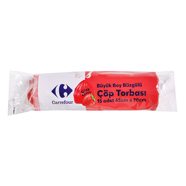 Carrefour Büzgülü Çilek Çöp Torbası 65x70cm 15 Adet