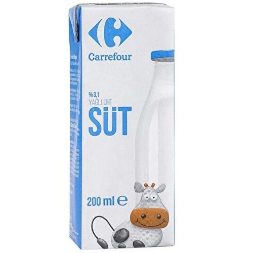 Carrefour Süt Tam Yağlı 200 Ml