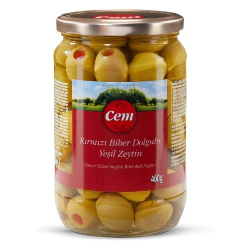 Cem Biber Dolgulu Yeşil Zeytin 141-160 Ad/KG 400 Gr