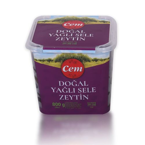 Cem Doğal Yağlı Siyah Sele Zeytin 291-350 Adet 800 Gr