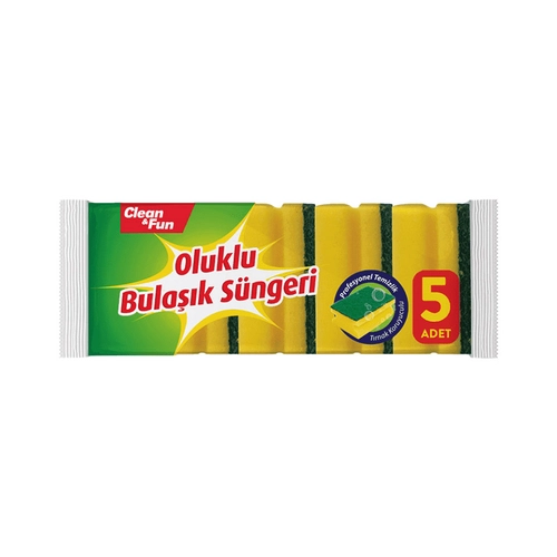 Clean&fun Oluklu Bulaşık Süngeri 5 Adet